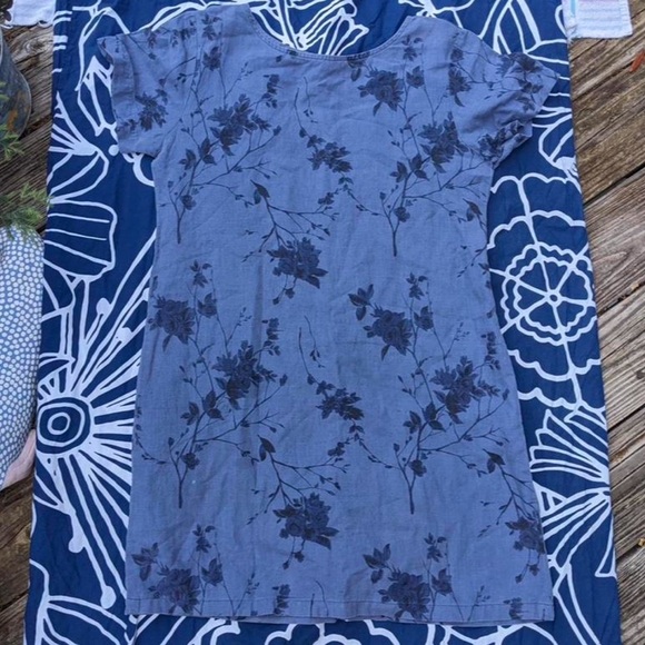 Vintage Coldwater Creek Blue Floral Linen Dress, Size Medium - Picture 1 of 3